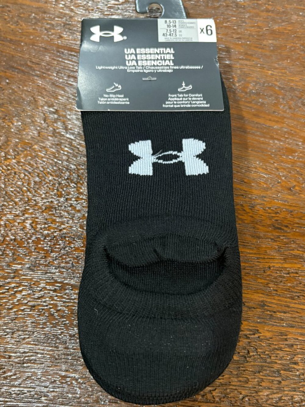 Under Armour Black 6 pack No show socks UA essentials 8.5-13 M 10-14 W NEW